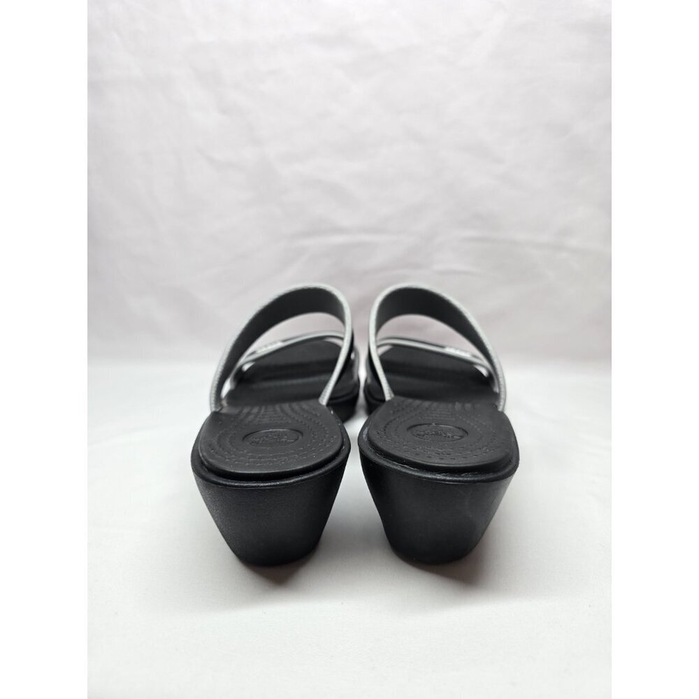 Crocs Madeira Sandals Womens Sz 7 Black Gray Double Strap Wedge Rubber Comfort - Picture 4 of 10
